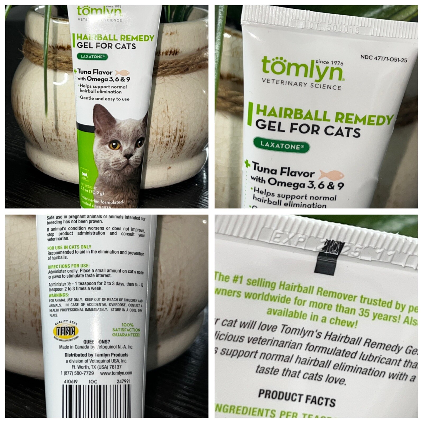 Tomlyn Hairball Remedy Gel Cats Tuna Flavor W/ Omega 3,6 & 9 • 4.25 Oz