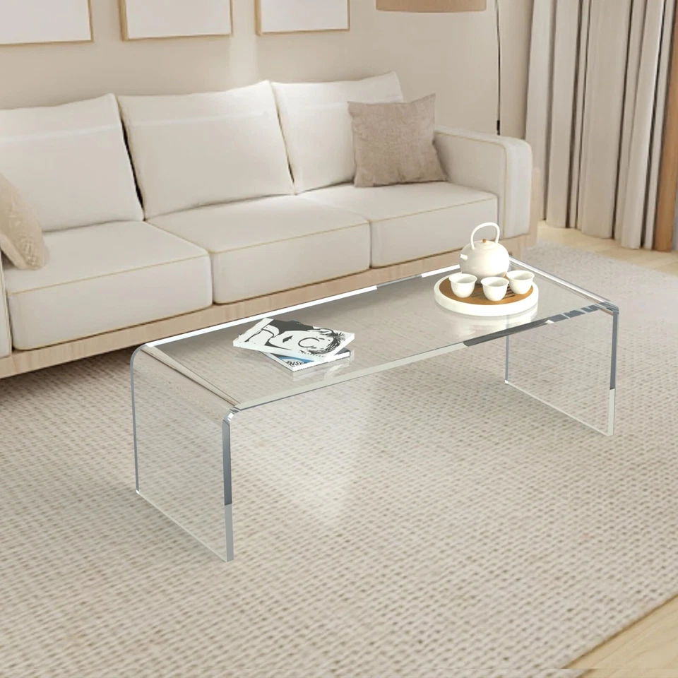 Premium Acrylic Coffee Table, 44" L x 16" W x 16'' H x 4/5'' Thick Clear Table - Image 3 of 4