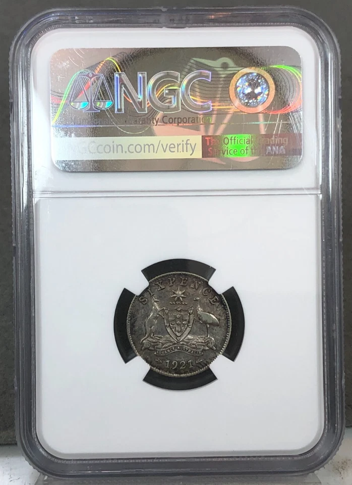 1921 (M & S) AUSTRALIA George V Sixpence Silver Coin NGC XF45 KM-25 6 Pence - Image 3 of 4