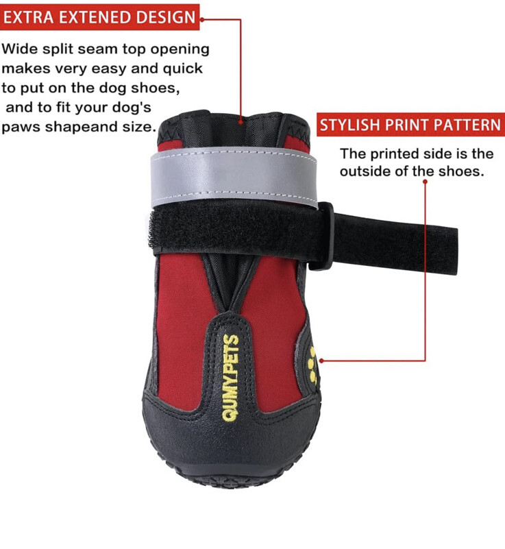 QUMY Dog Shoes for Dogs, Dog Boots & Paw Protectors For Winter Size 1