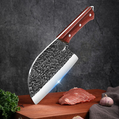 Forged Meat Cleaver Knife Butcher Knives for Meat Cutting Chef Knife with Sheath