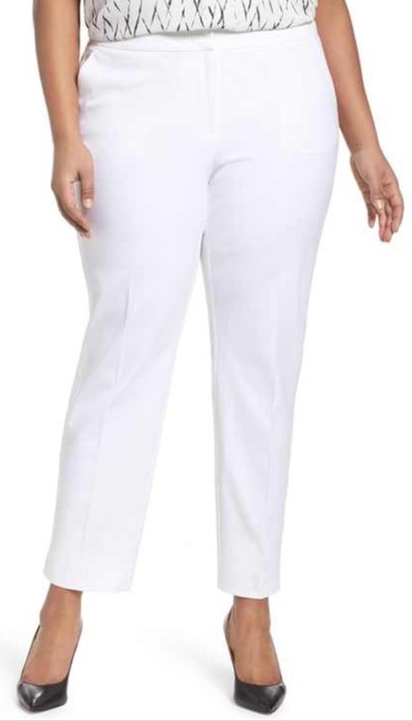 Nice Versatile Sejour Plus Size Crisp White Ankle Pants 24W