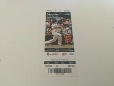 GIANTS 2014 TICKET STUB  9/27/14 vs PADRES~Hunter Strickland FIRST WIN