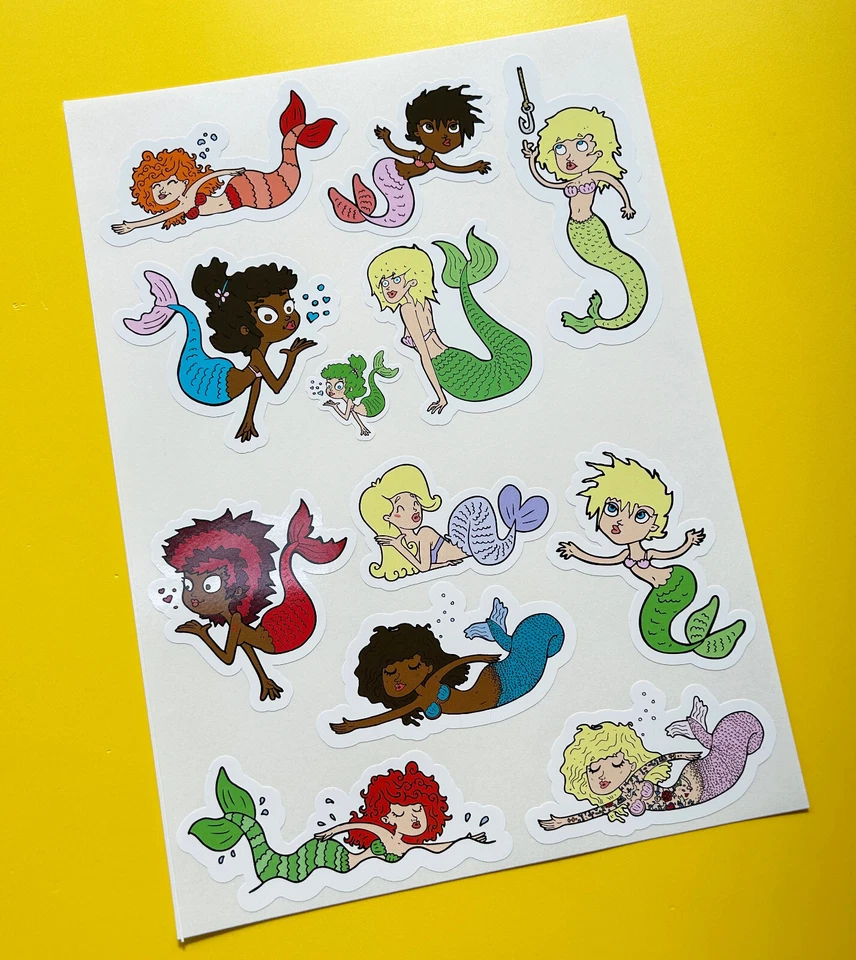 Spaß Set Mit 12 Wunderbare Meerjungfrau Aufkleber,Schnitt Zu Form Nur Lösen Und