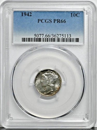 1942 MERCURY DIME PR66 PCGS Graded Proof PR 66 Silver Coin 5077 Bright Luster!