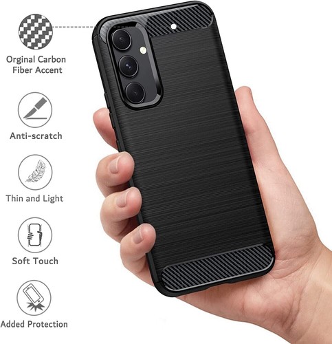 CUSTODIA per SAMSUNG GALAXY A35 5G Tpu Cover CARBON FIBER + Pellicola VETRO - Zdjęcie 7 z 10
