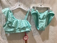 NWT Justice Girls Eyelet Bikini SET 2 pc Mint Swimsuit UPF 50 many sizes