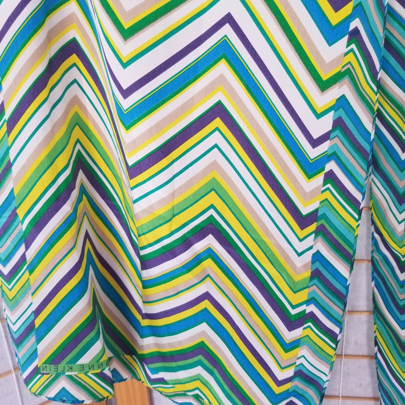 Anne Klein Silk Scarf Rectangular Long Chevron Bl… - image 6
