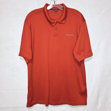 Columbia Men's Polo Omni-Shade Burnt Orange Short-Sleeve Waffle Textured Sz L