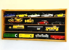 Train Display Case O Scale Oak Railroad Model Locomotive Wood Showcase Cabinet