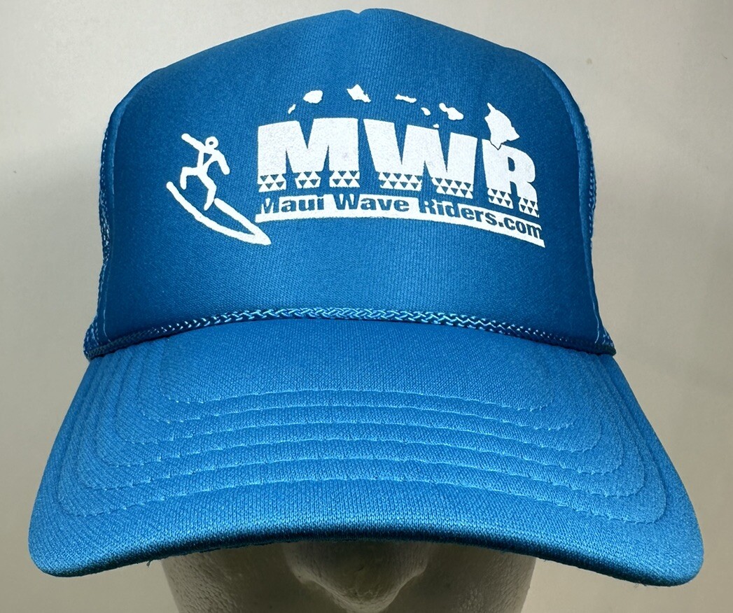 Maui Wave Riders Hat Trucker Beach Blue Surfing Surfer Cap  display picture 3