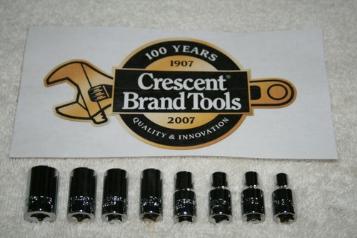 NEW 8 pc CHROME CR-V CRESCENT HAND TOOLS 1/4" STANDARD SAE 6 pt socket set lot - Picture 2 of 2