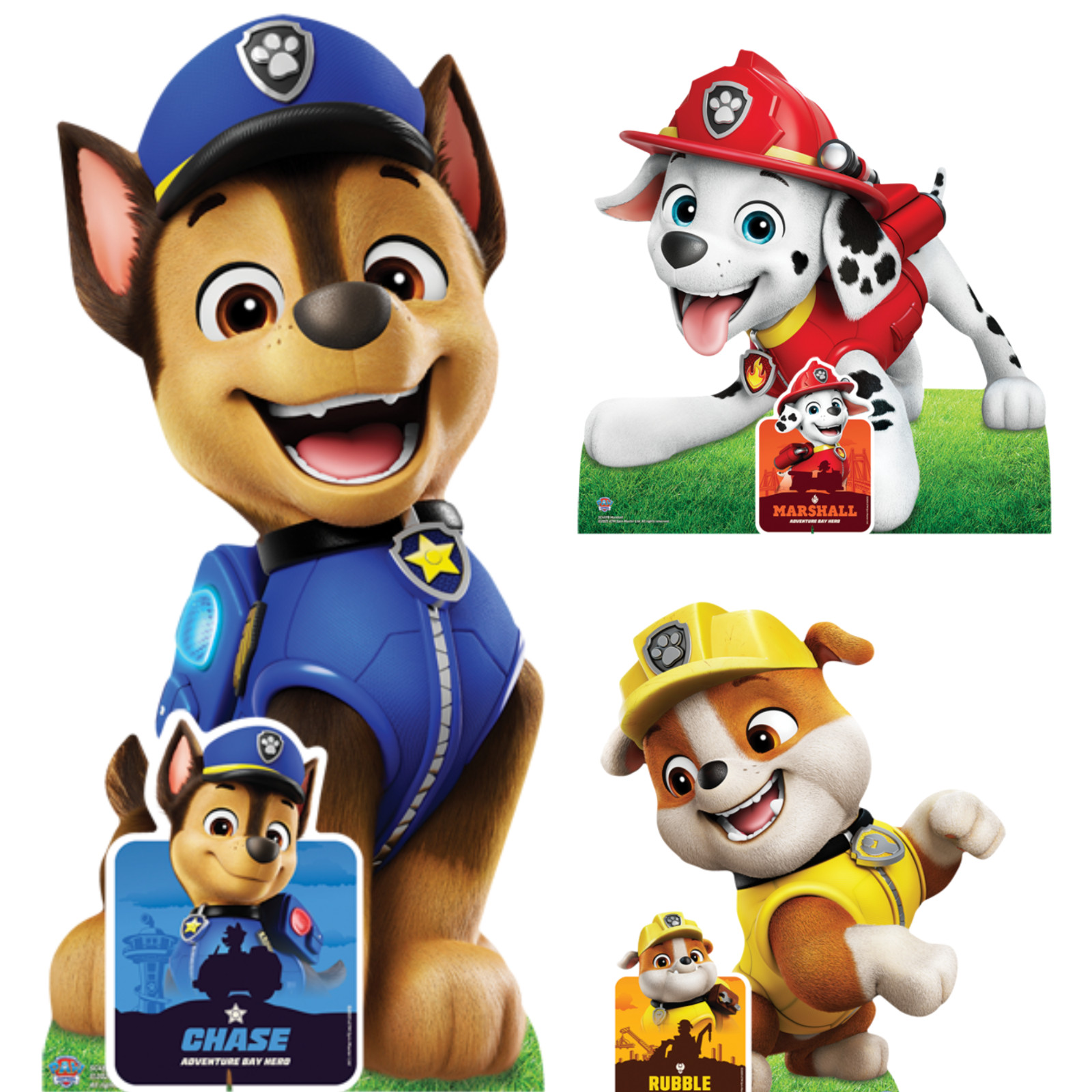 Chase, Marshall and Rubble Paw Patrol Cardboard Cutouts with Free Cards & Minis