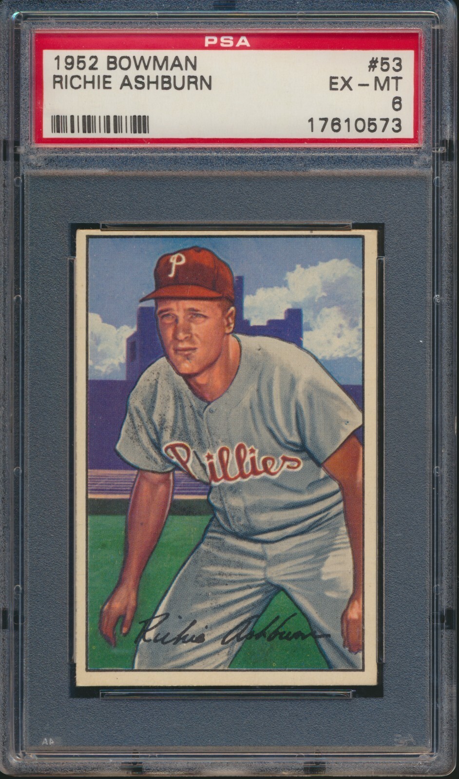 1952 BOWMAN BASEBALL #53 RICHIE ASHBURN PSA 6 EX-MT HOF