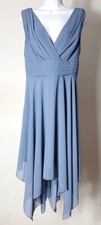 Dusty Blue Formal Dress Size 14 V Neck Bridesmaid Wedding Guest Midi