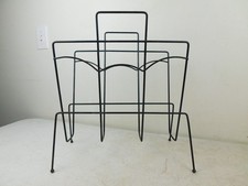 Record LP Vinyl Rack Stand Magazine Wire Retro Vintage 1970s MCM Ball Feet Black