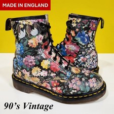Dr. Martens Doc England MIE Rare 90's Vintage Dark Floral 1460 Boots UK3 US5
