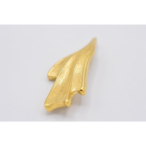 Vintage Bold Deco Pin Brooch Brushed Gold Abstract Textured Chunky 1980s Bin8 - 第 6/10 張圖片
