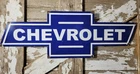 VINTAGE CHEVROLET PORCELAIN SIGN OLD DEALERSHIP EMBLEM CAR TRUCK CHEVY SALES 48"