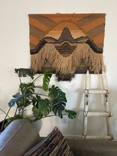 Don Freedman Vintage Wall Hanging Boho Wall Art Landscape Theme Woven 