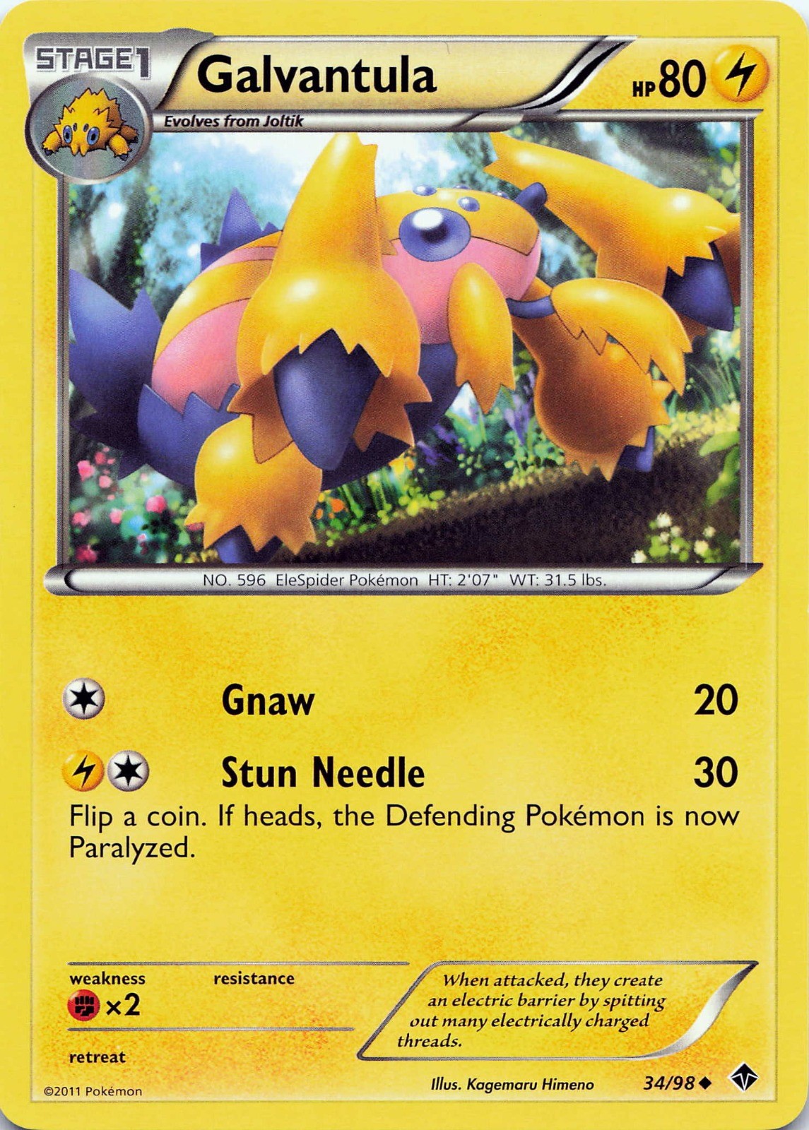 Pokémon TCG Galvantula #34/98 Emerging Powers NM