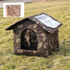 Cat Houses for Outdoor Feral Cats Dogs House Waterproof Warm House with Curtain