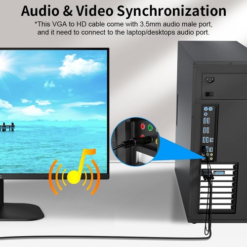 VGA (Sources) to HDMI(Display) Cable 20ft with Audio,Well Witch Computer/Proj... - Picture 6 of 6