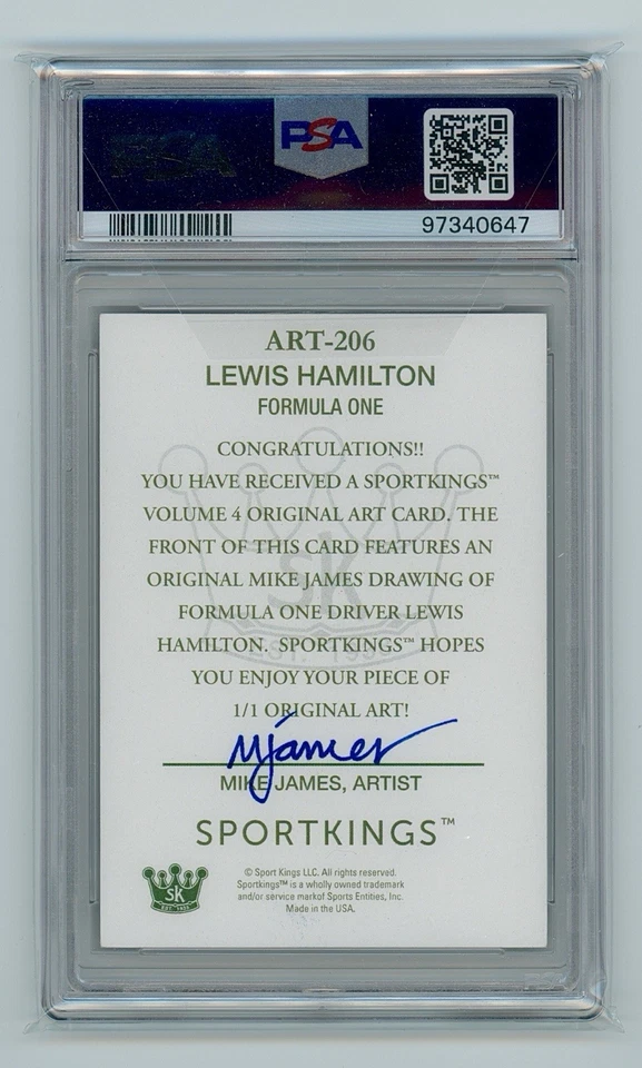 2023 Sportkings Vol.4 Mike James Art (Sketch) Cards - Lewis Hamilton 1/1 PSA 9 - Image 2 of 2