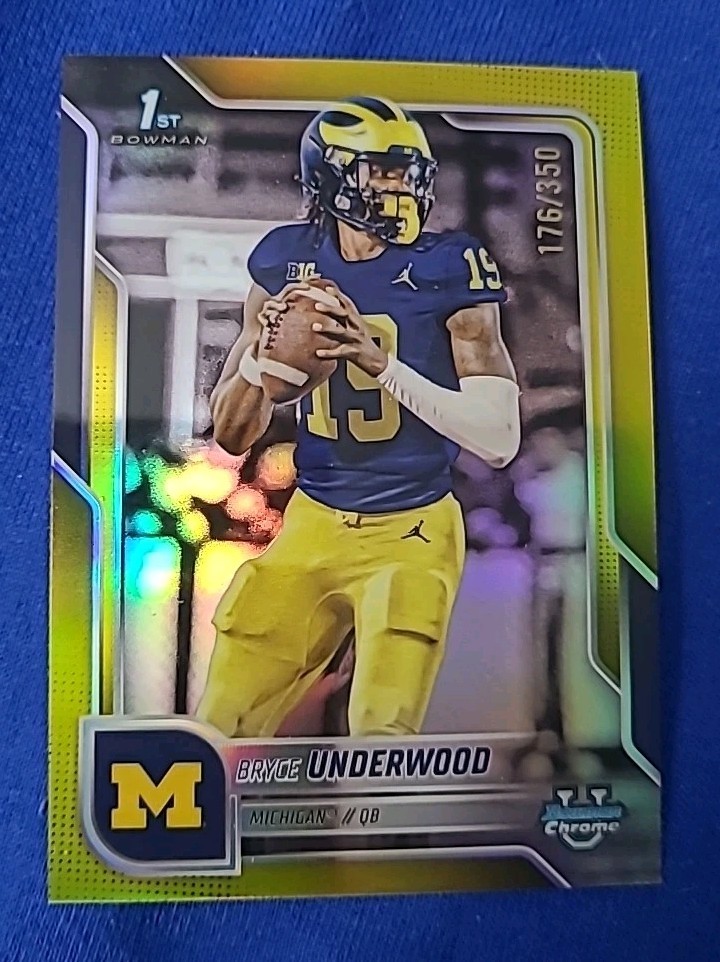 Bryce Underwood 2025 Bowman Chrome U 1st Bowman Card Yellow Refractor /350