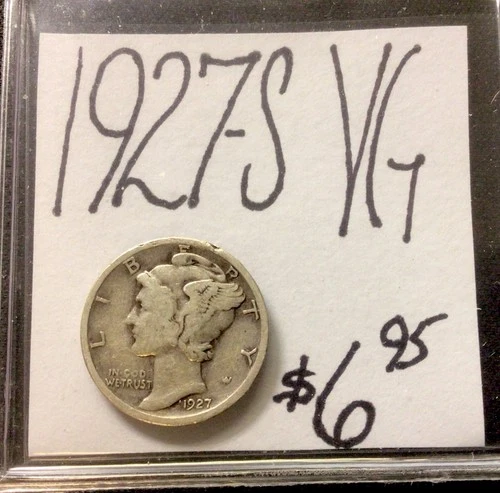 1927 S Mercury Silver Dime VG! ENN Coins