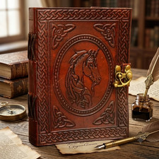 Large Horse Leather Journal 6x8 Handmade Writing Notebook 200 Pages