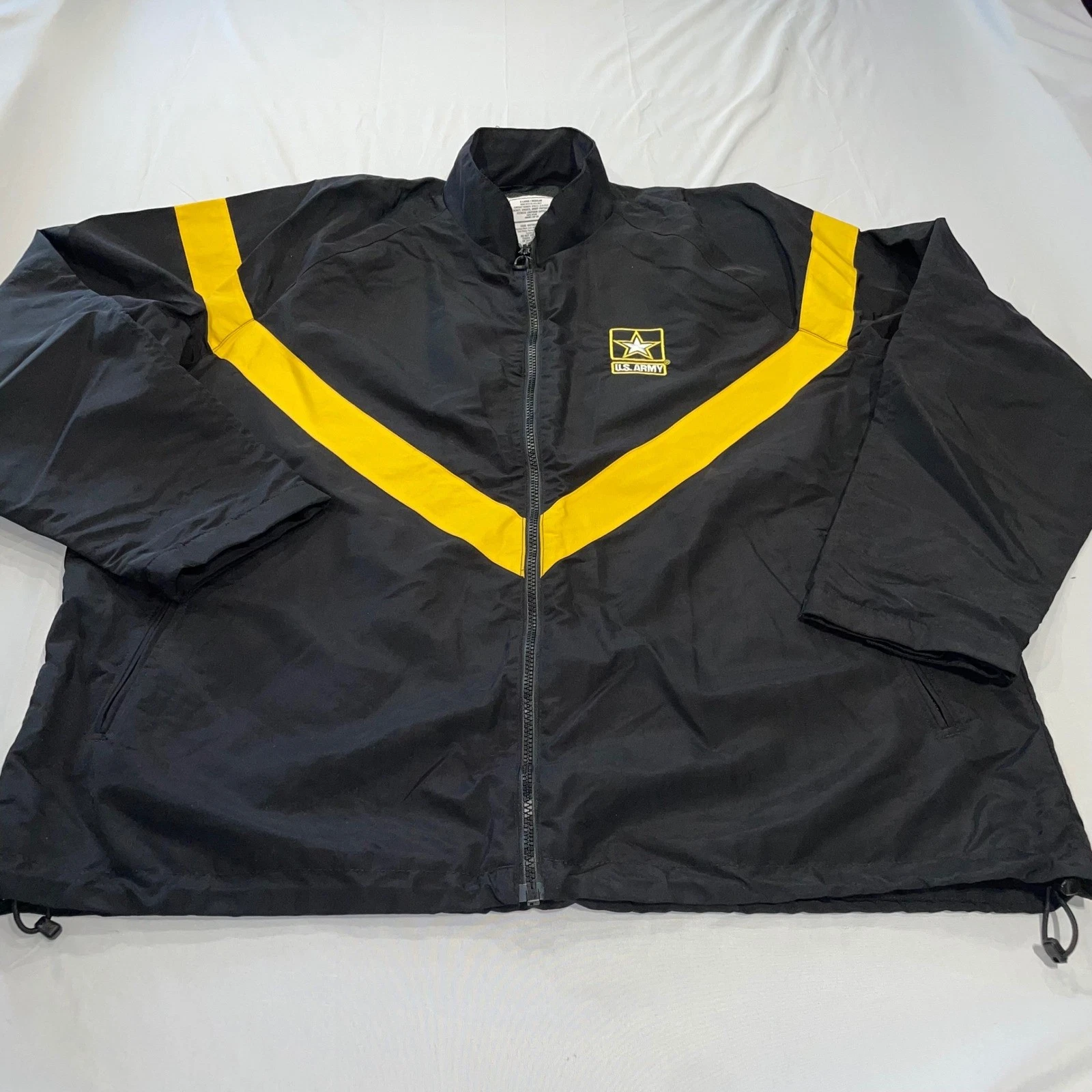 US Army APFU Physical Fitness Uniform Jacket Black Yellow XL Regular Windbreaker