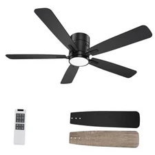 48 inch Flush Mount Ceiling Fans with Lights, 6-Speed Reversible Quite Motor, 