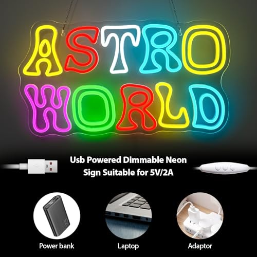 Astro World Neon Sign Letter Neon Signs for Wall Decor Colorful Colorful-astro - Picture 7 of 7