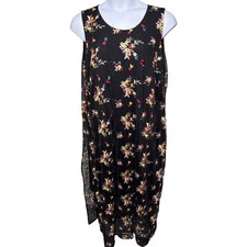VINCE CAMUTO Womens Black Floral Embroidered Mesh Shift Dress 3X Boho Romantic
