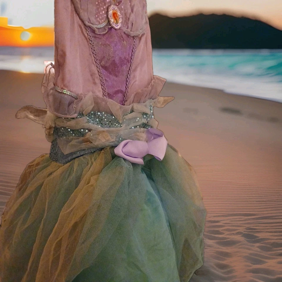 Vestido fantasia Disney princesa Ariel menina pequena sereia tamanho M vestido MakeOVer - Imagem 3 de 4