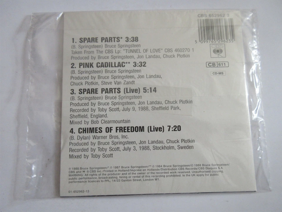 Bruce Springsteen Spare Parts CD Maxi Single with 4 Tracks CBS 652962 3 - Image 2 of 4
