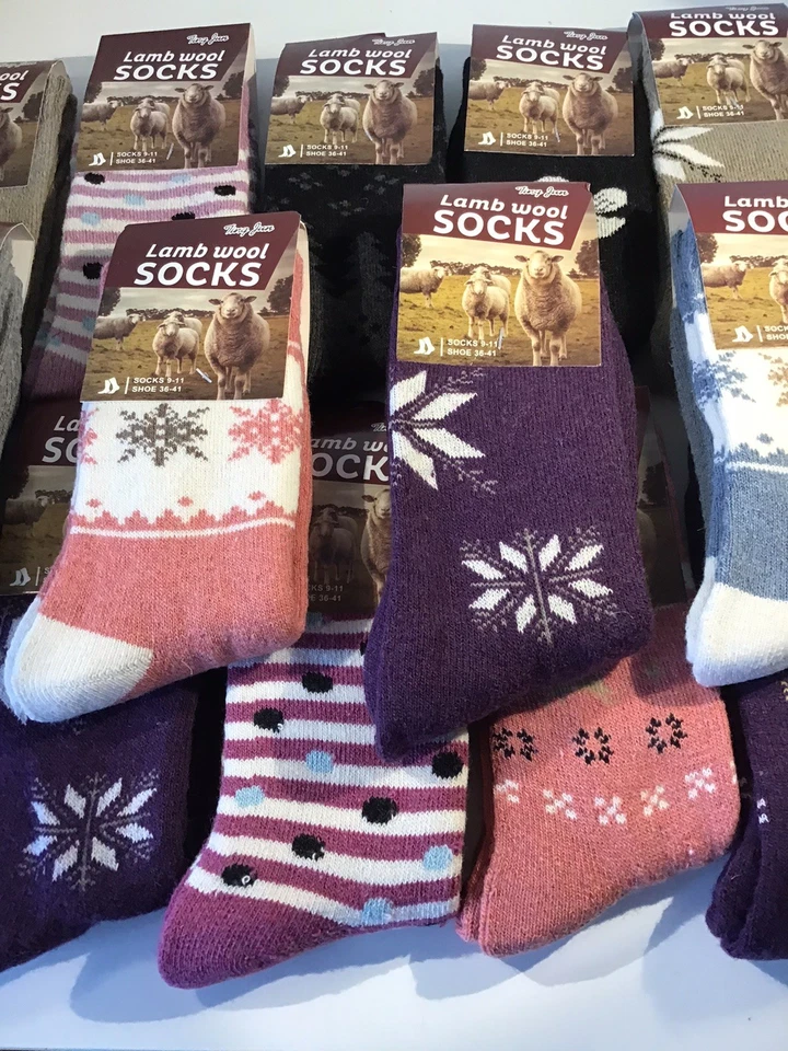 Mujeres Calcetines de Lana de Cordero 12 Pares Botas Térmicas Calcetines Crew Talla 9-11 Envío Gratis Foto 3 de 4