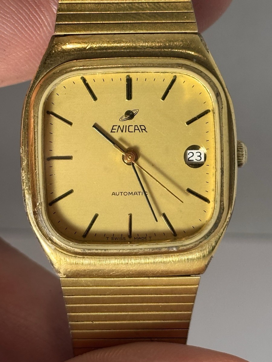 VINTAGE ENICAR REVELATION DATE GOLDPLATED AUTOMATIC MENS