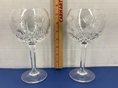 2 Waterford Crystal Millennium PROSPERITY Balloon Wine Goblet Signed Fred Curtis