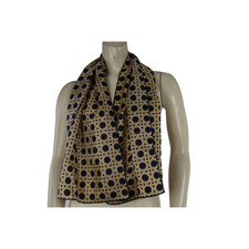 Vintage Echo Beige Black Polka Dot Wrap Scarf Boho Lightweight Accessory