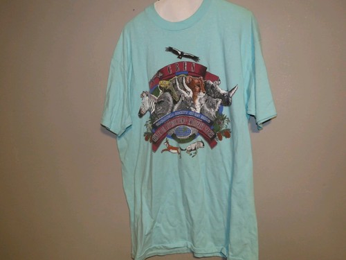 VINTAGE ZOOLOGICAL SOCIETY SAN DIEGO ZOO ELEPHANT KOALA RHINO ZEBRA TSHIRT Sz XL
