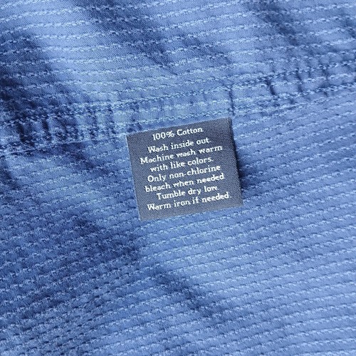 R&R Blau Baumwolle Knopfleiste Hemd Herren XL Lang Krempelriegel Ärmel Jacquard Streifen - Bild 9 von 15