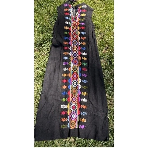 Vintage1960’s Maskit Israel Womens Embroidered Dress Multicolor Sz 40