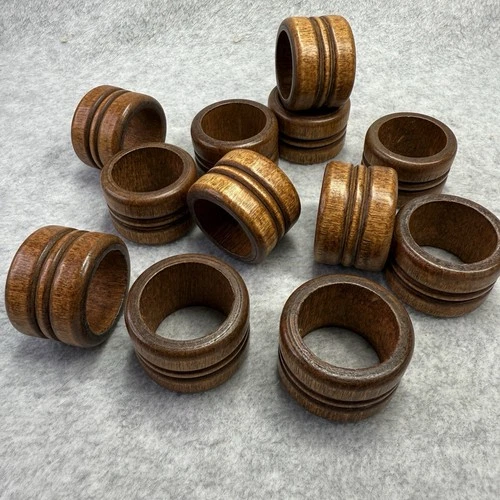 Wooden Round Napkin Rings Set of 12  Napkin Holders Dining Table Setting Wood