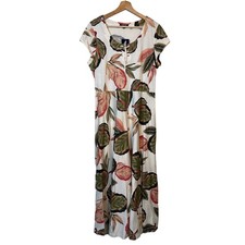 Chaps Tropical Leaf Print Midi Dress size XL Lace Up chest Tropical Resort NWT