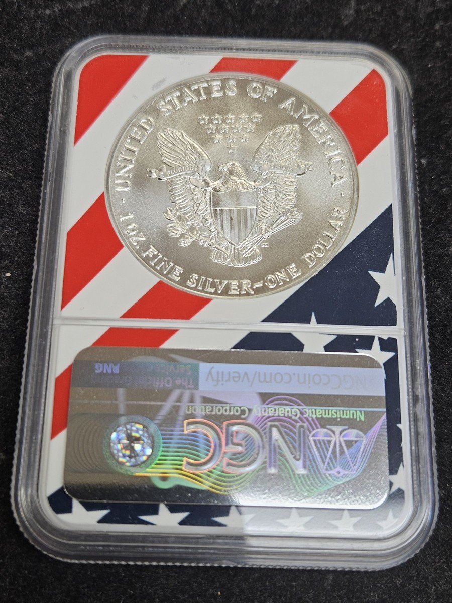1987 $1 American Silver Eagle NGC MS69 USA Flag Core Slab | eBay