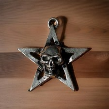 Alchemy Gothic Skull Pentagram Pendant Pagan Occult Pewter Vintage 90s