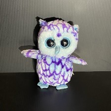 Ty Beanie Boos 6  Oscar The Blue Purple Owl Plush Stuffed Animal Glitter Eyes