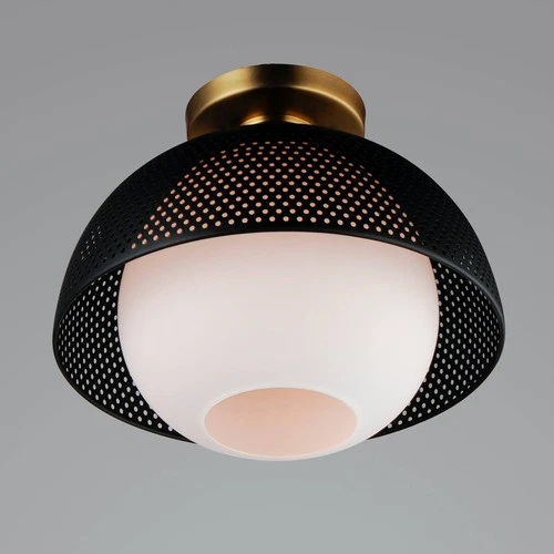 Maxim Perf 14 1/4" Wide Black and Satin Brass Ceiling Light - Picture 1 of 7